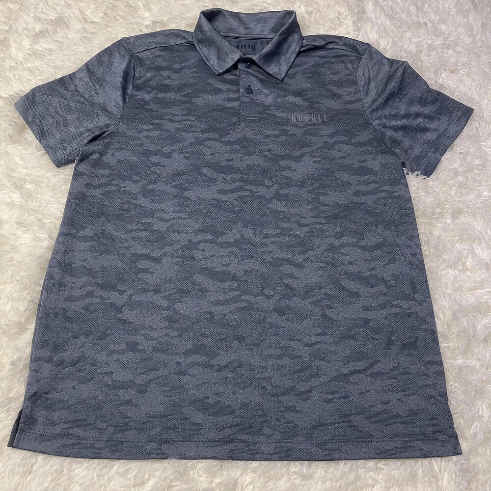 Nobull Men's Blue Camouflage Polo Shirt Size Large